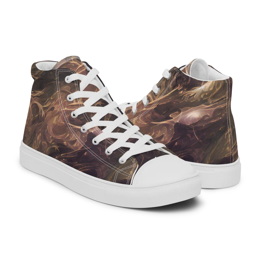 Bronze Vortex on Women's High Top Canvas Shoes — Right