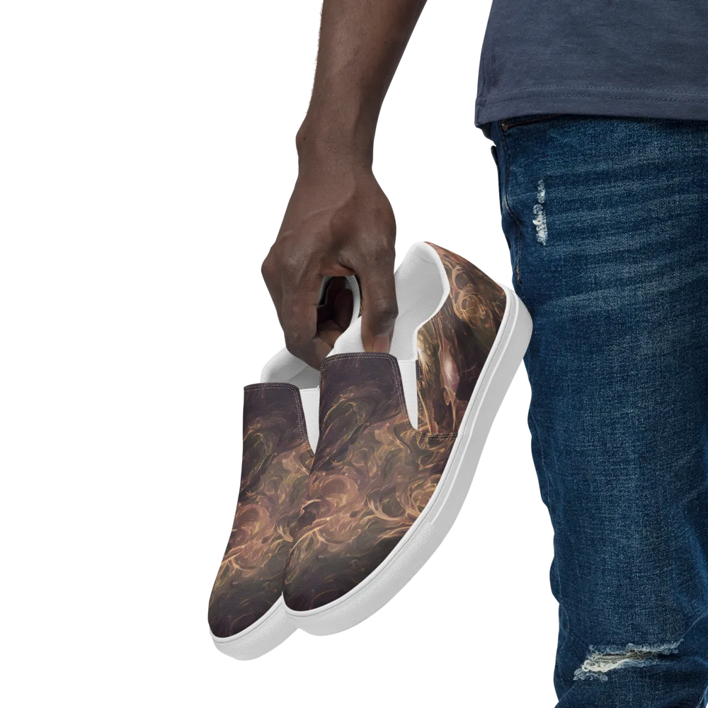 Bronze Vortex on Men's Slip-On Canvas Shoes — Left Front