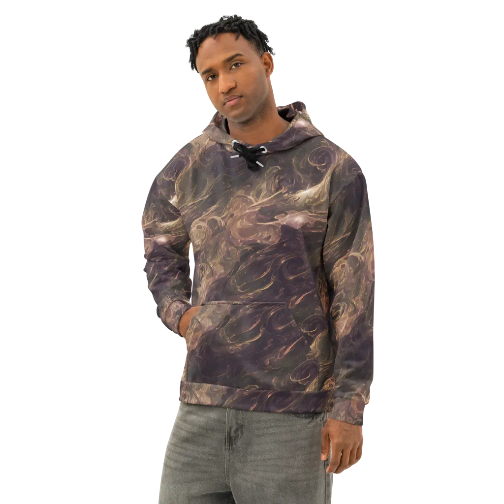 Bronze Vortex on Cotton Hoodie — Left Front