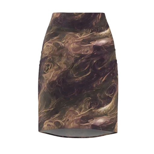 Bronze Vortex on a Pencil Skirt