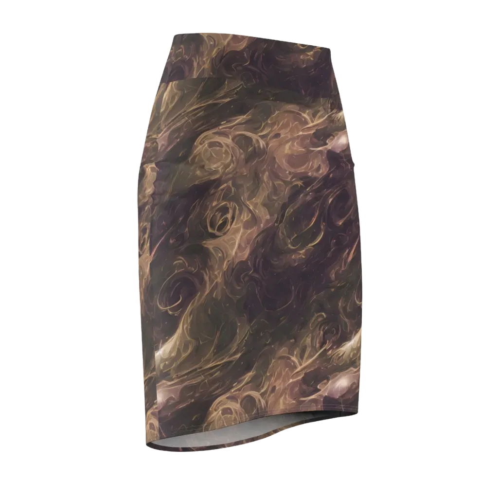Bronze Vortex on Pencil Skirt — Front Side