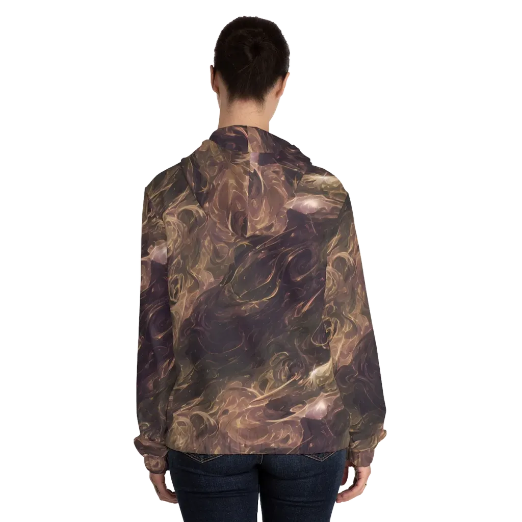 Bronze Vortex on Women's Full-Zip Hoodie — Back On Person