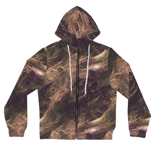 Bronze Vortex on a Women's Full-Zip Hoodie
