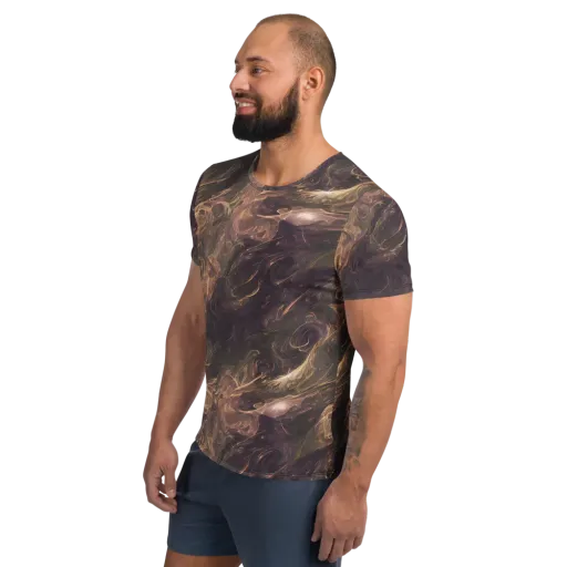 Bronze Vortex on a Men's Athletic T-Shirt