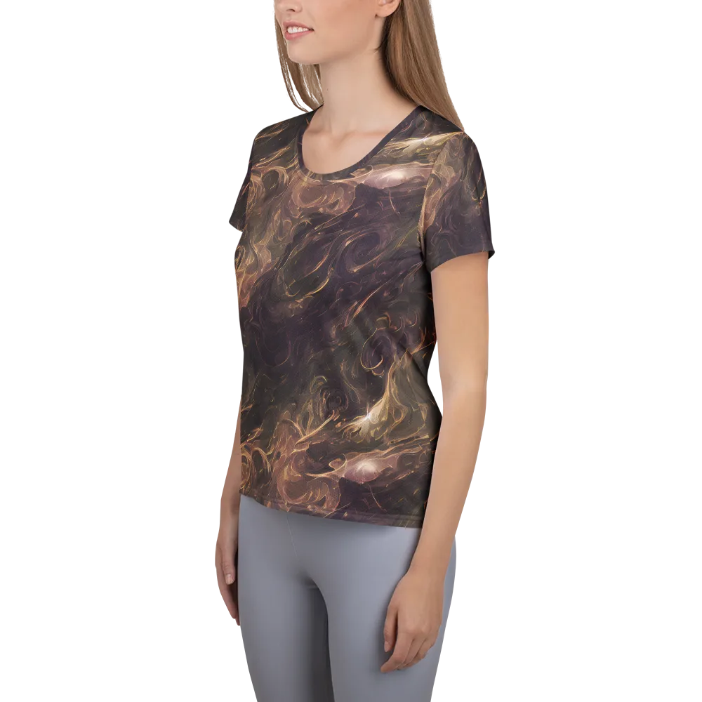 Bronze Vortex on Women's Athletic T-Shirt — Left