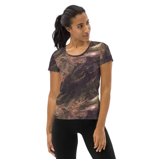 Bronze Vortex on a Women's Athletic T-Shirt