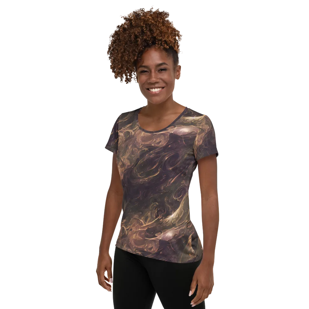Bronze Vortex on Women's Athletic T-Shirt — Left