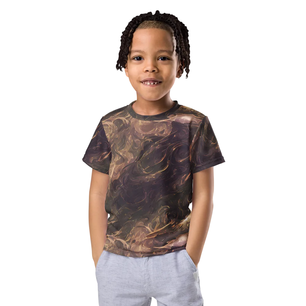 Bronze Vortex on Kids Crew Neck T-Shirt — Front