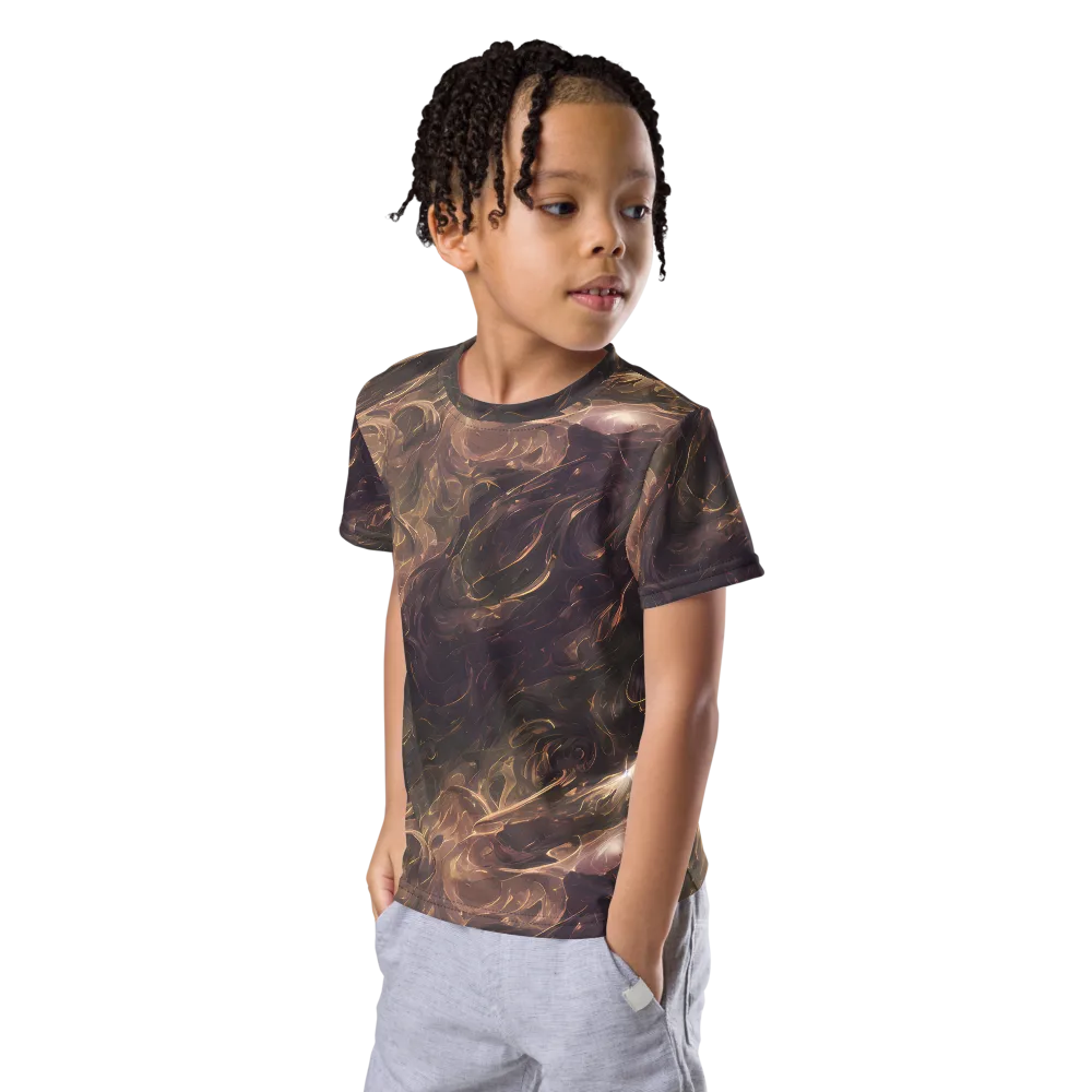 Bronze Vortex on Kids Crew Neck T-Shirt — Left Front