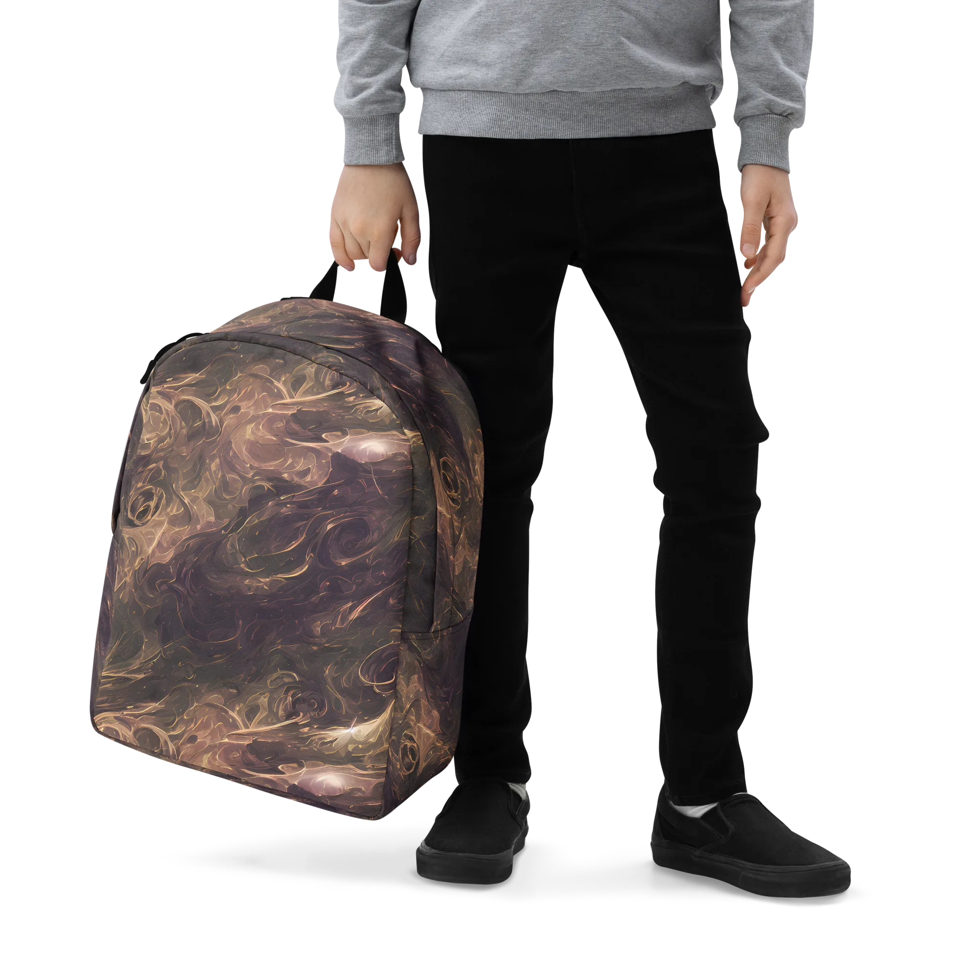 Bronze Vortex on Minimalist Backpack — Zoomed-in
