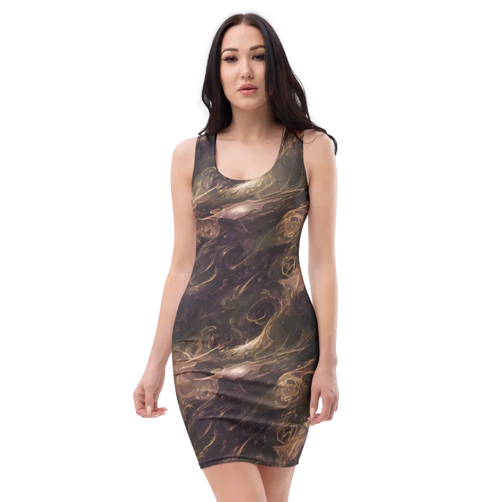 Bronze Vortex on Bodycon Dress — Front