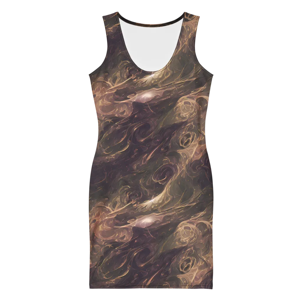 Bronze Vortex on Bodycon Dress — Front