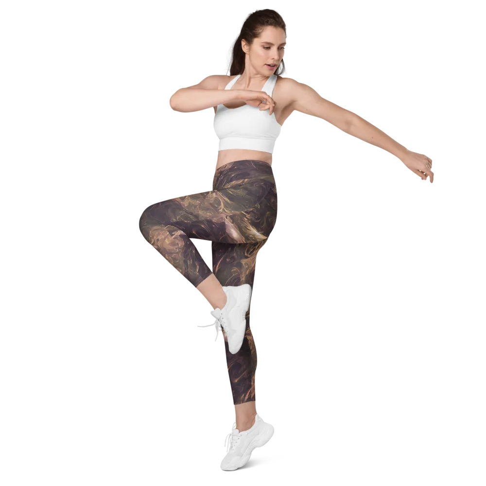 Bronze Vortex on Leggings with Pockets — Left Front