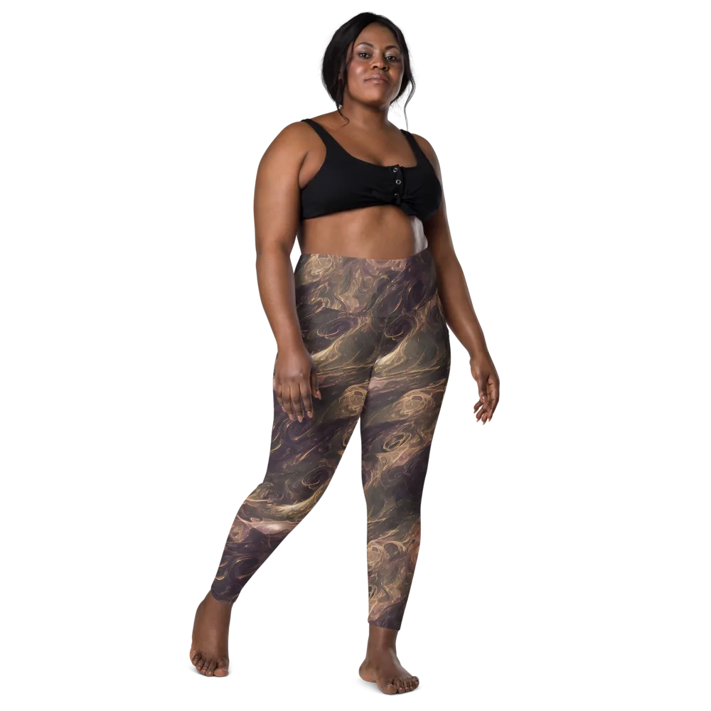 Bronze Vortex on Leggings with Pockets — Front