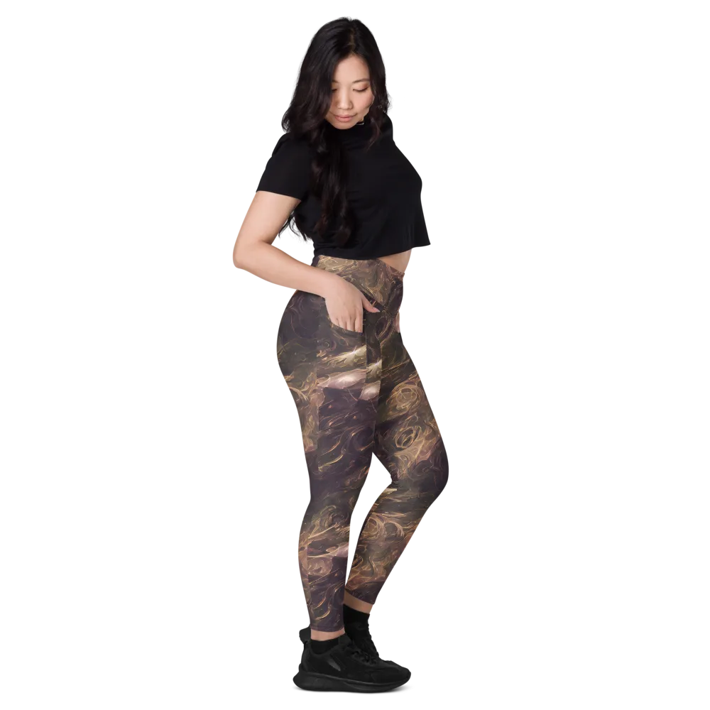 Bronze Vortex on Leggings with Pockets — Right