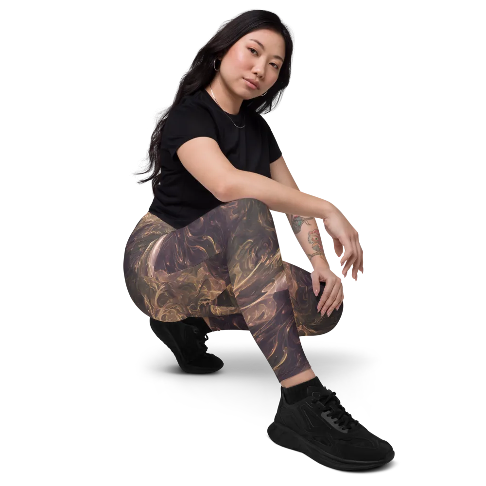 Bronze Vortex on Leggings with Pockets — Right Front