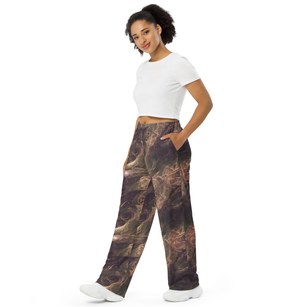 Bronze Vortex on Wide-Leg Pants — Left Front