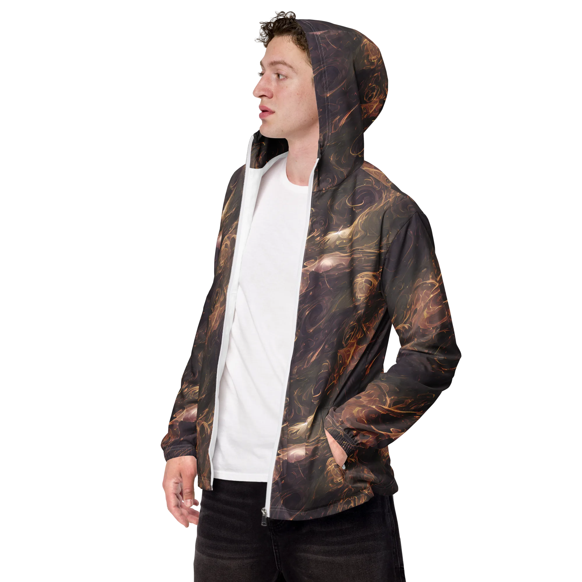Bronze Vortex on Men's Windbreaker — Left Front