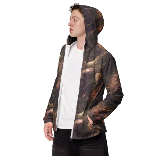 Bronze Vortex on a Men's Windbreaker