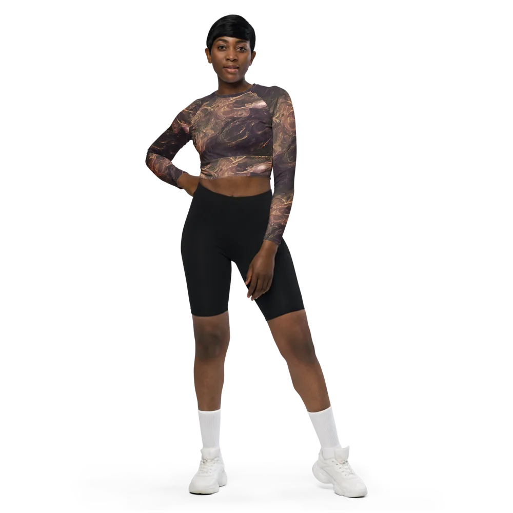 Bronze Vortex on Long Sleeve Crop Top — Front
