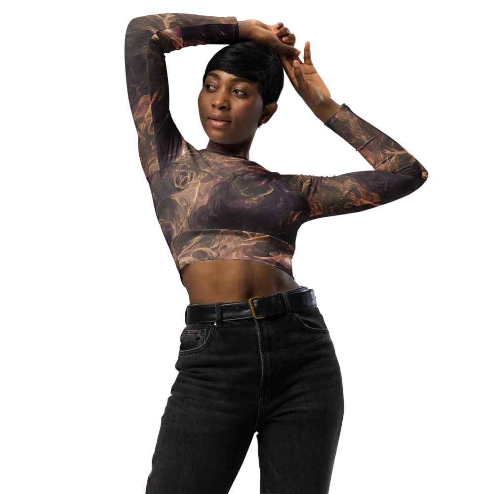 Bronze Vortex on Long Sleeve Crop Top — Front