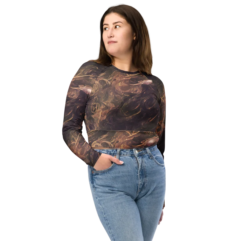 Bronze Vortex on Long Sleeve Crop Top — Front