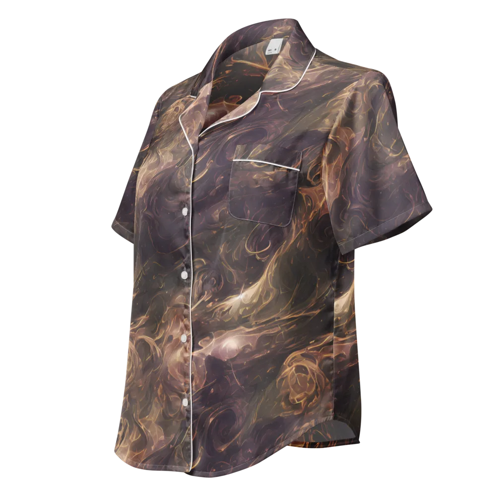 Bronze Vortex on Women's Short Sleeve Pajama Top — Left Front