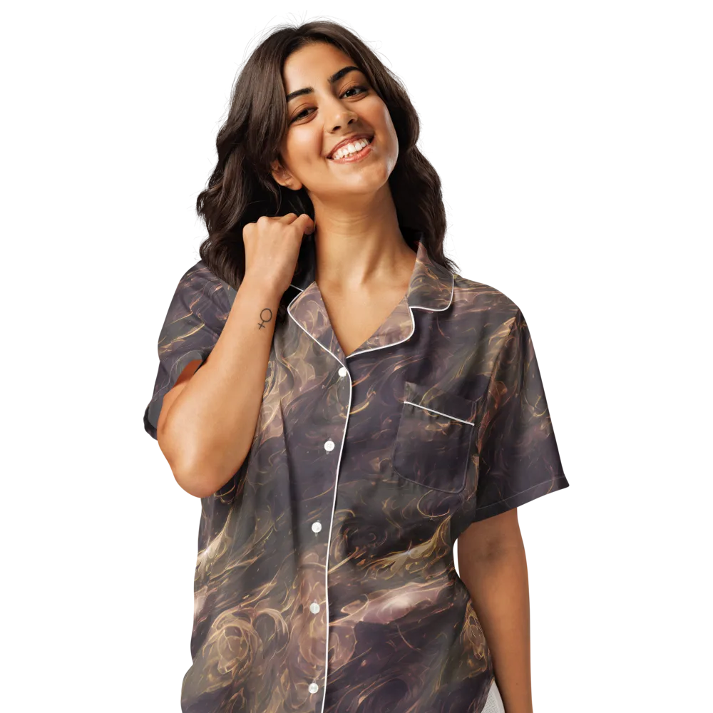 Bronze Vortex on Women's Short Sleeve Pajama Top — Front