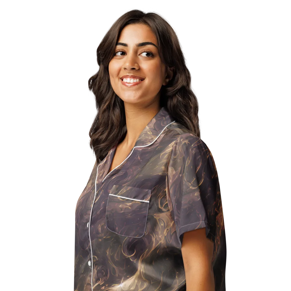 Bronze Vortex on Women's Short Sleeve Pajama Top — Left Front