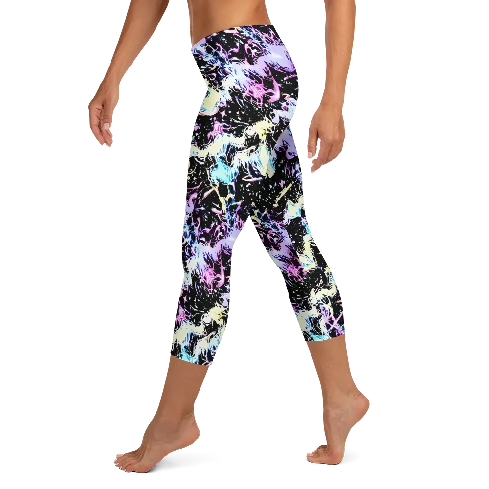 Midnight Botanica on Capri Leggings — Left