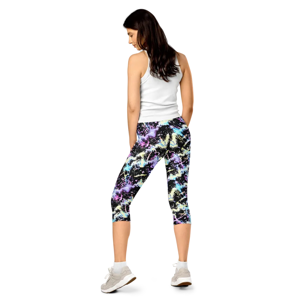 Midnight Botanica on Capri Leggings — Back