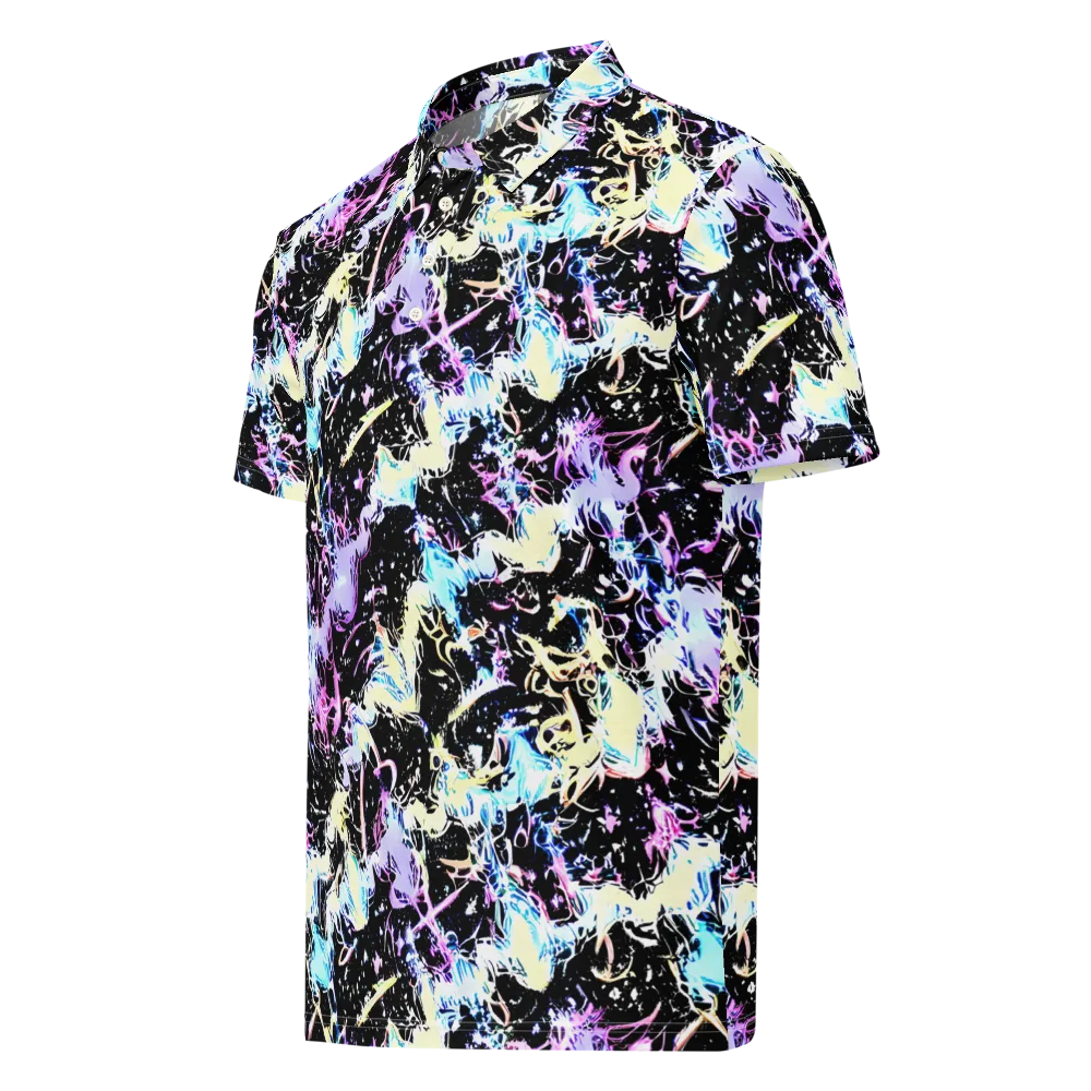Midnight Botanica on Men's Slim Fit Polo Shirt — Left Front