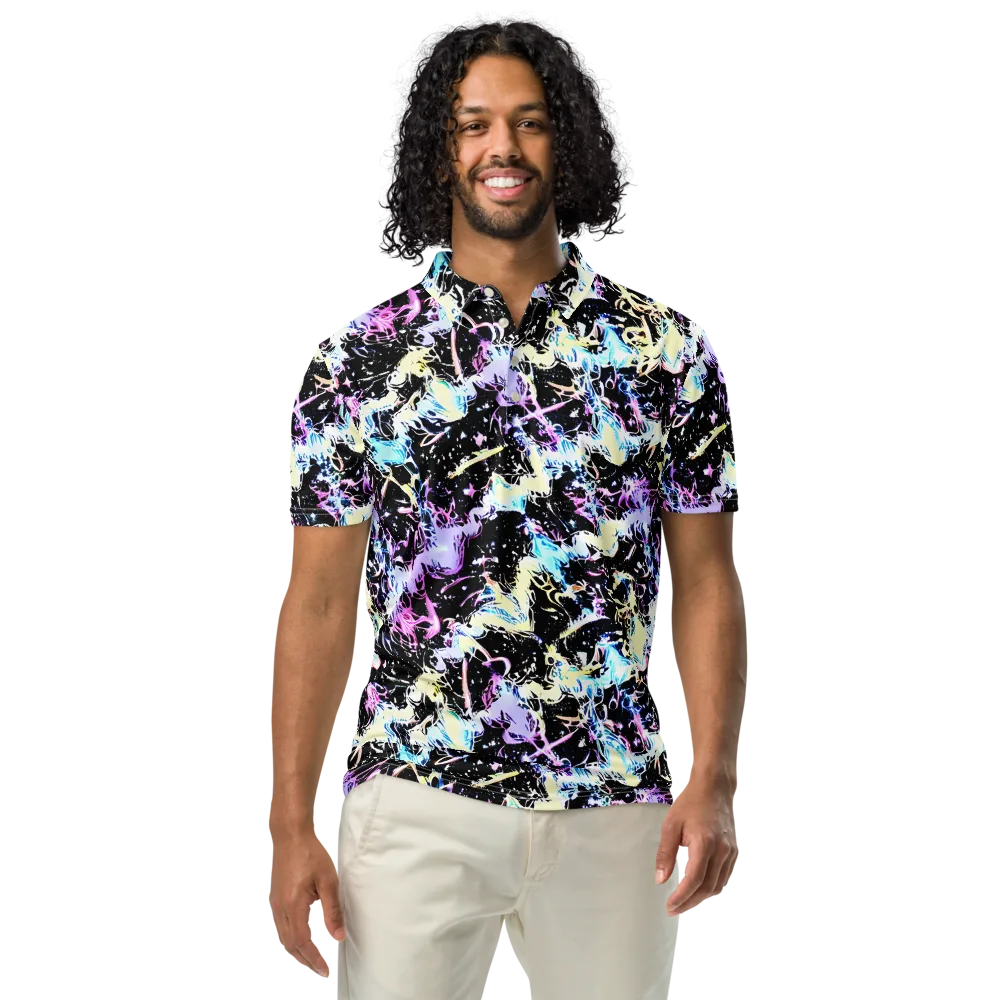 Midnight Botanica on Men's Slim Fit Polo Shirt — Front