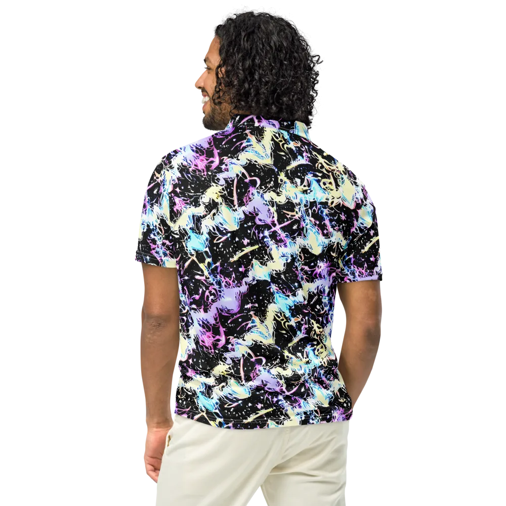 Midnight Botanica on Men's Slim Fit Polo Shirt — Back