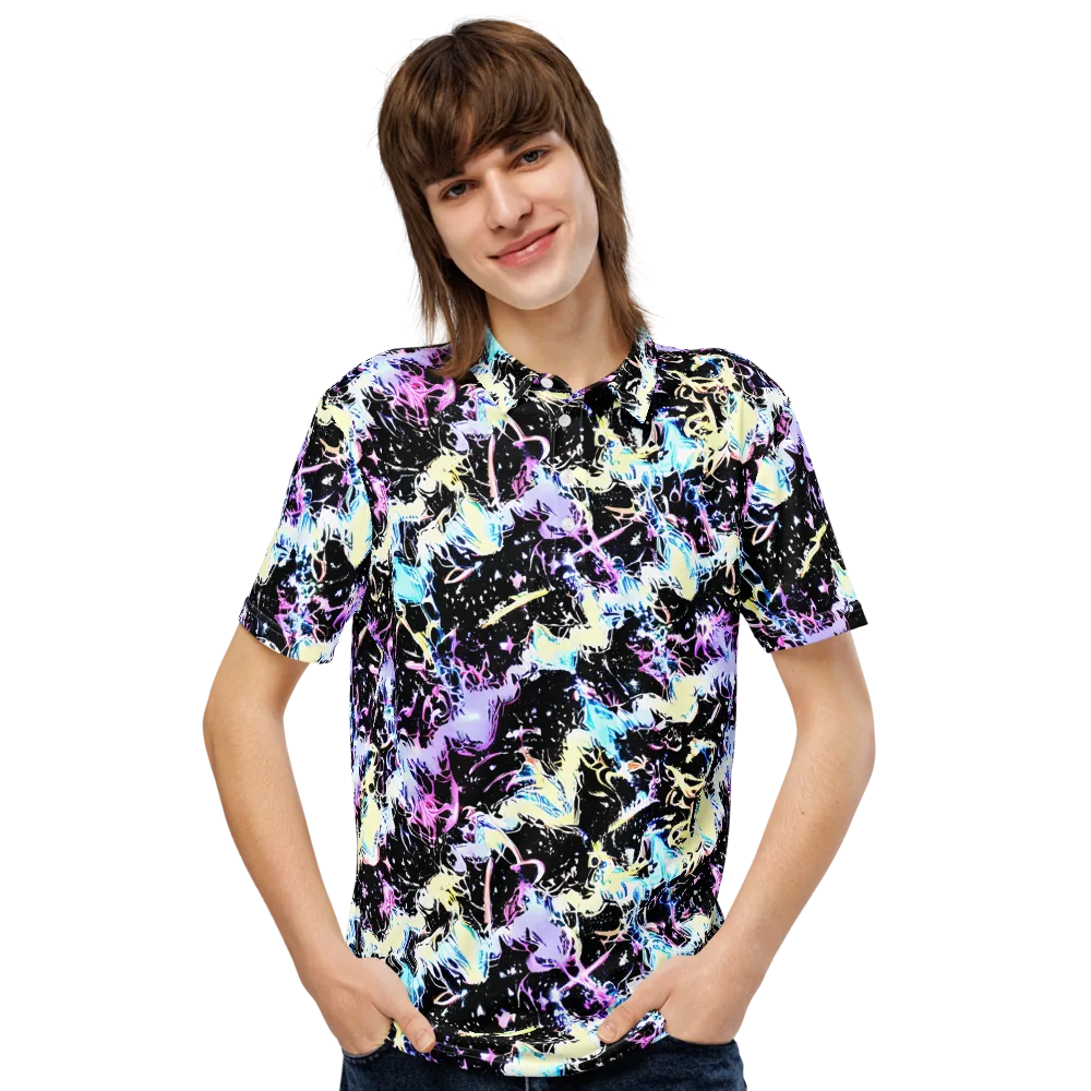 Midnight Botanica on Men's Slim Fit Polo Shirt — Front