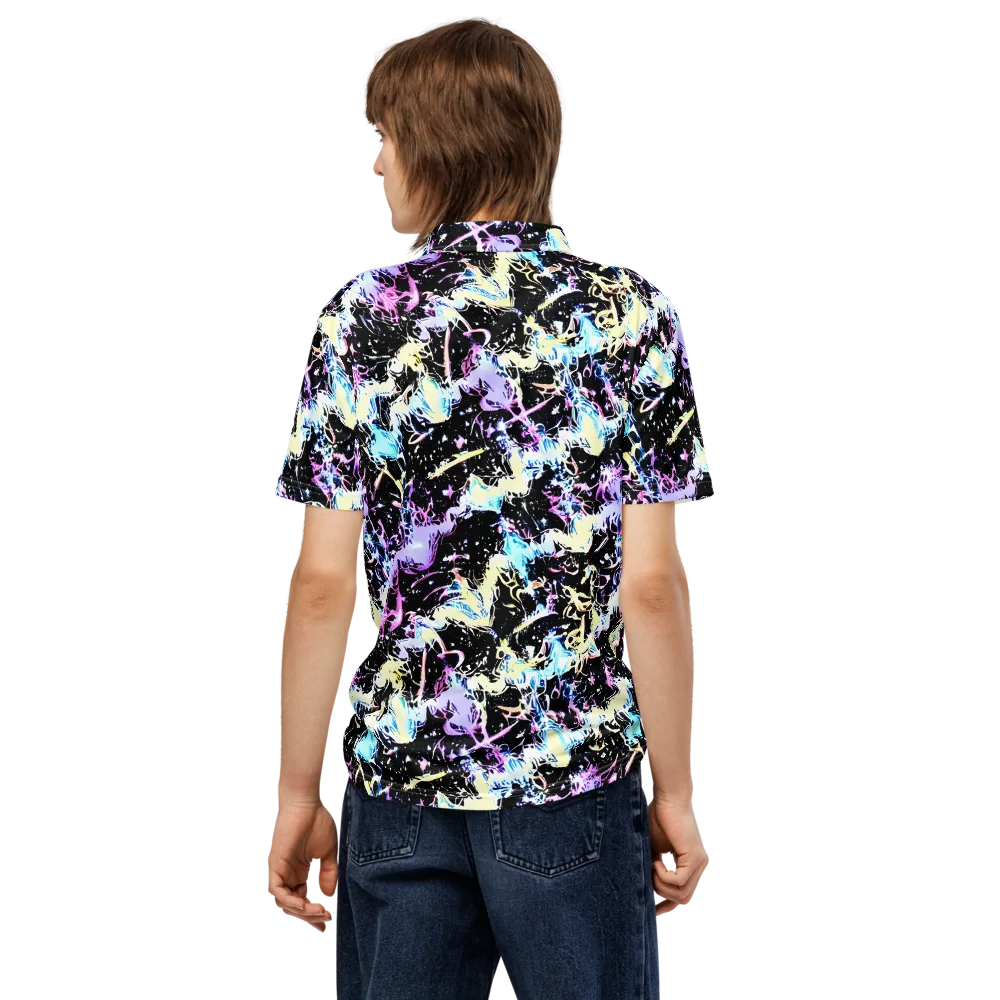 Midnight Botanica on Men's Slim Fit Polo Shirt — Back
