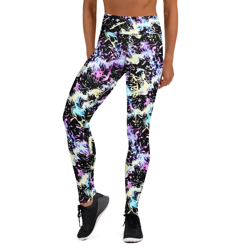 Midnight Botanica on Yoga Leggings — Front