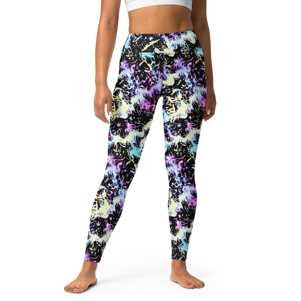 Midnight Botanica on Yoga Leggings — Front