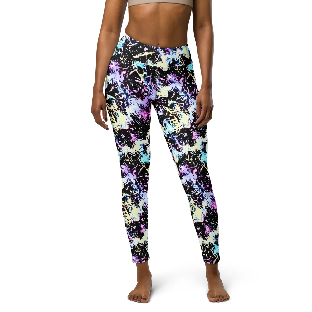 Midnight Botanica on Yoga Leggings — Front