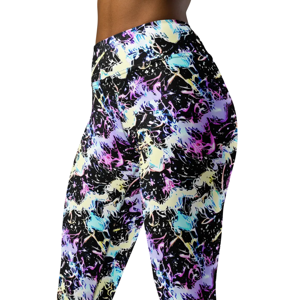 Midnight Botanica on Yoga Leggings — Left Front