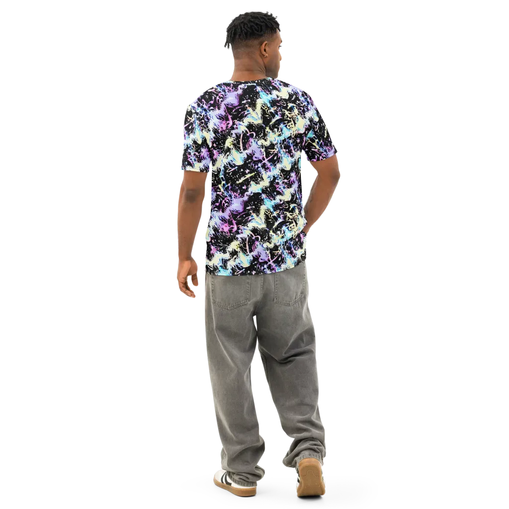 Midnight Botanica on Men's Cotton Crew Neck T-Shirt — Back