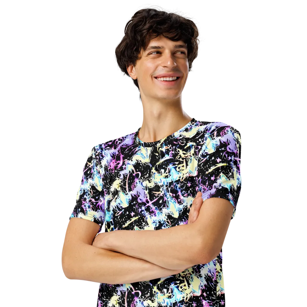 Midnight Botanica on Men's Crew Neck T-Shirt — Left Front