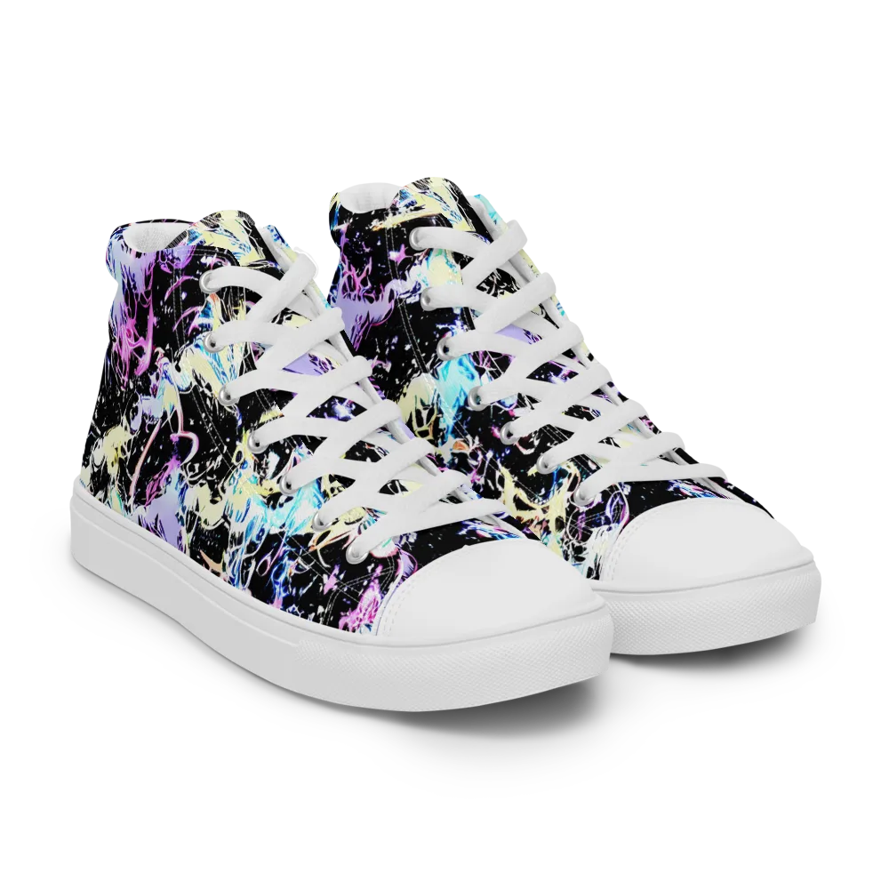 Midnight Botanica on Men's High Top Canvas Shoes — Right Front