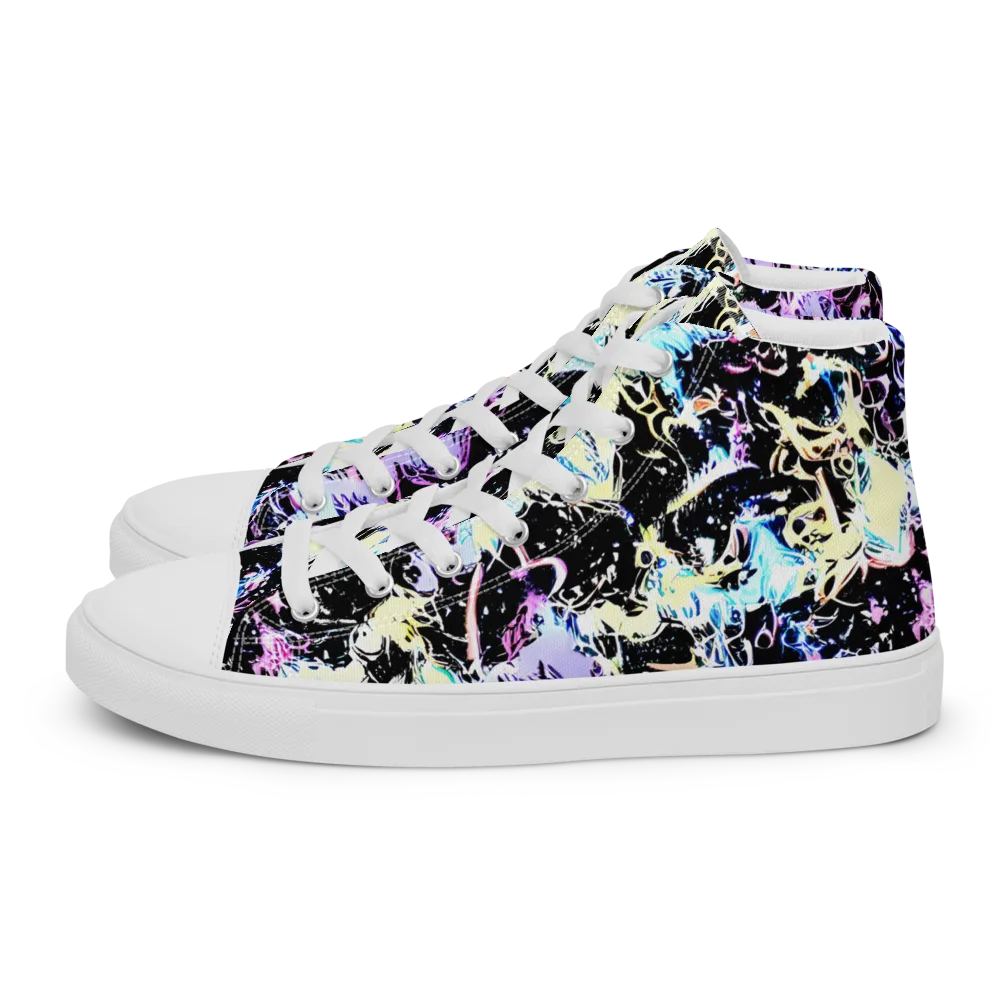 Midnight Botanica on Men's High Top Canvas Shoes — Left