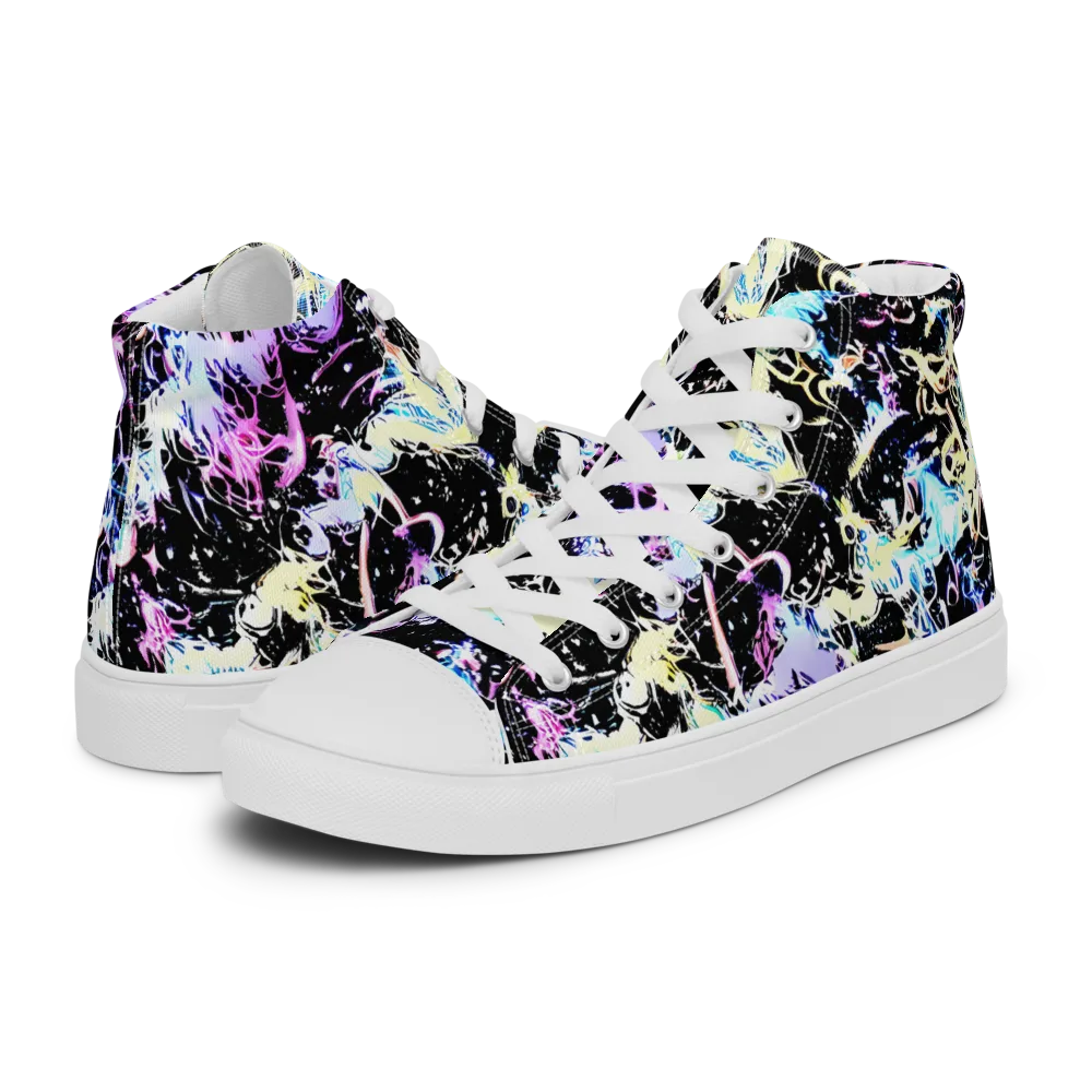 Midnight Botanica on Men's High Top Canvas Shoes — Left