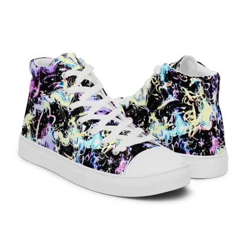 Midnight Botanica on a Men's High Top Canvas Shoes