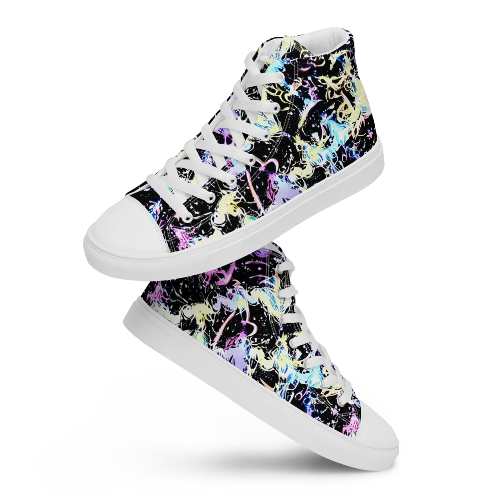 Midnight Botanica on Men's High Top Canvas Shoes — Front