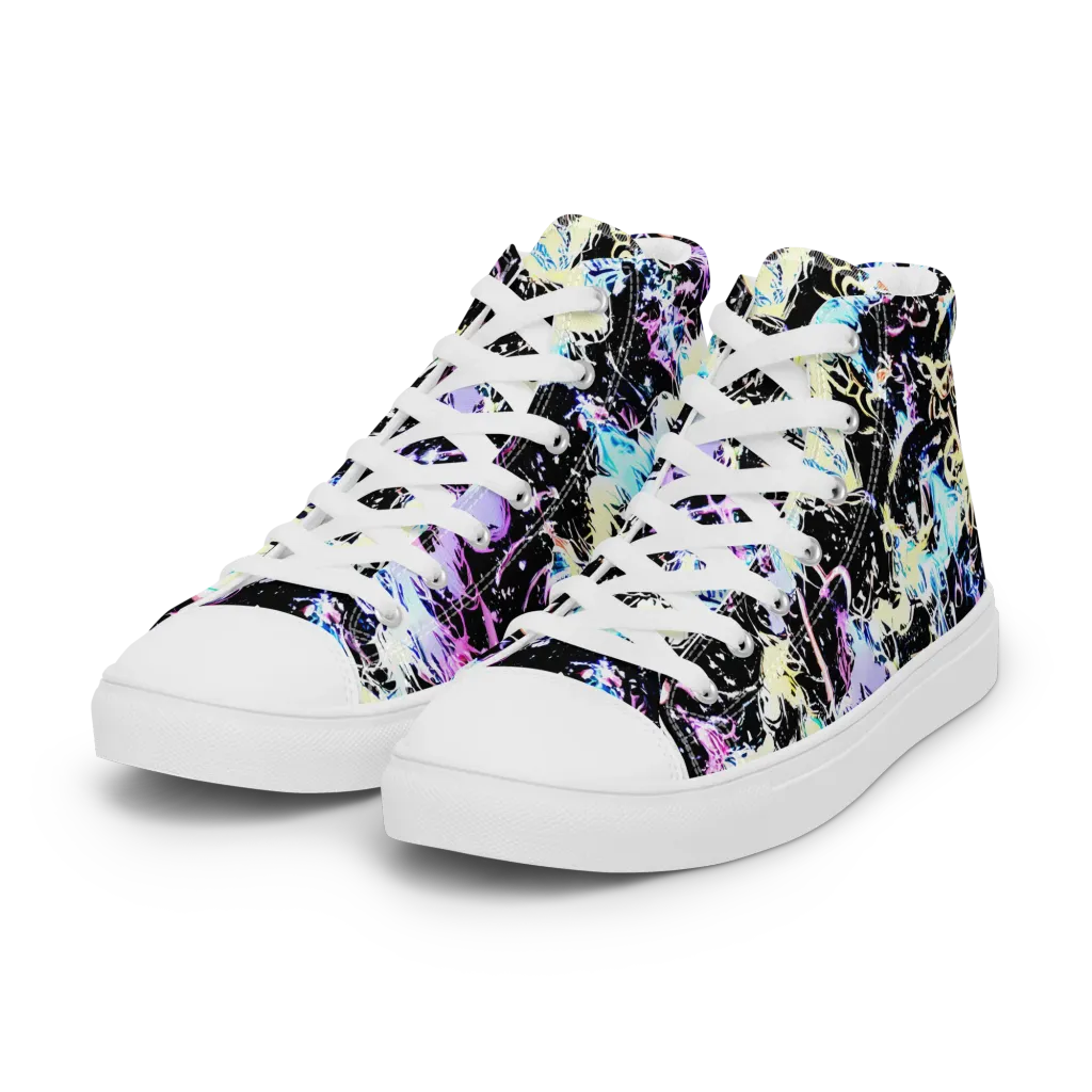 Midnight Botanica on Women's High Top Canvas Shoes — Left Front