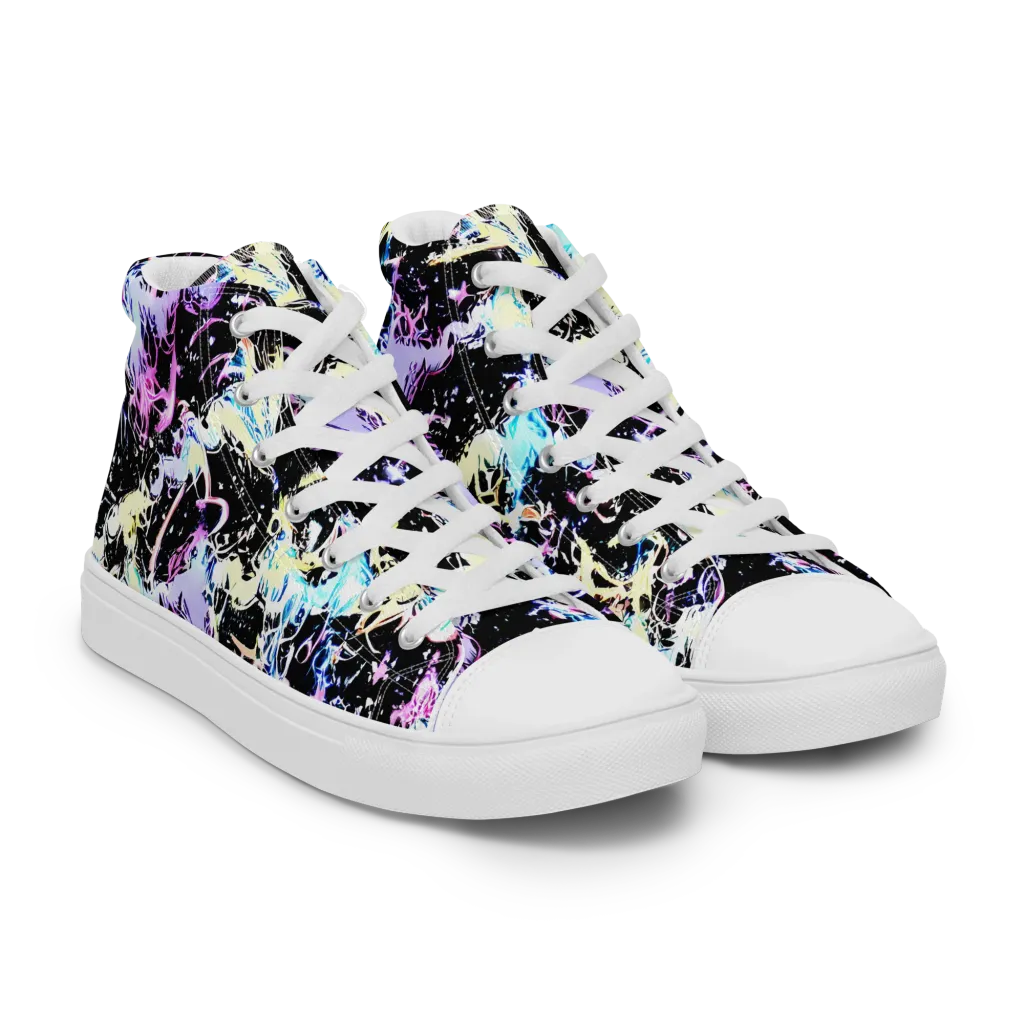 Midnight Botanica on Women's High Top Canvas Shoes — Right Front