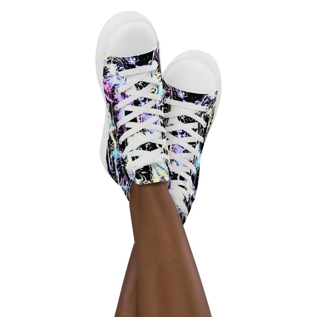 Midnight Botanica on Women's High Top Canvas Shoes — Front